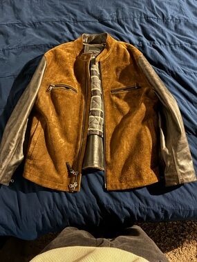Banana Republic Two-Tone Brown Suede Body with Dark Brown Leather Sleeves Jacket